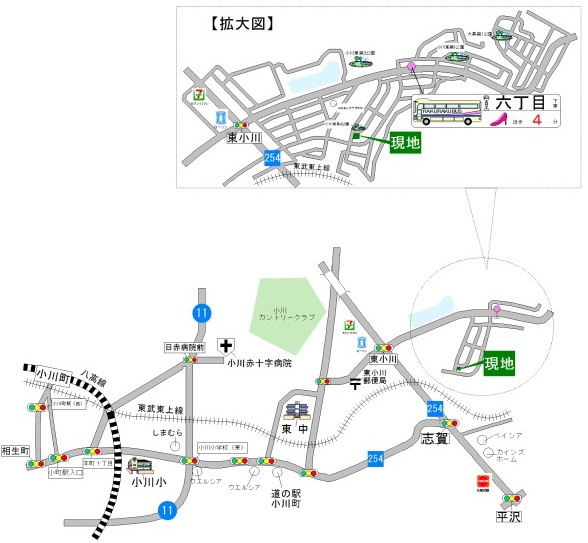 比企郡小川町東小川6丁目　中古戸建の地図|地図