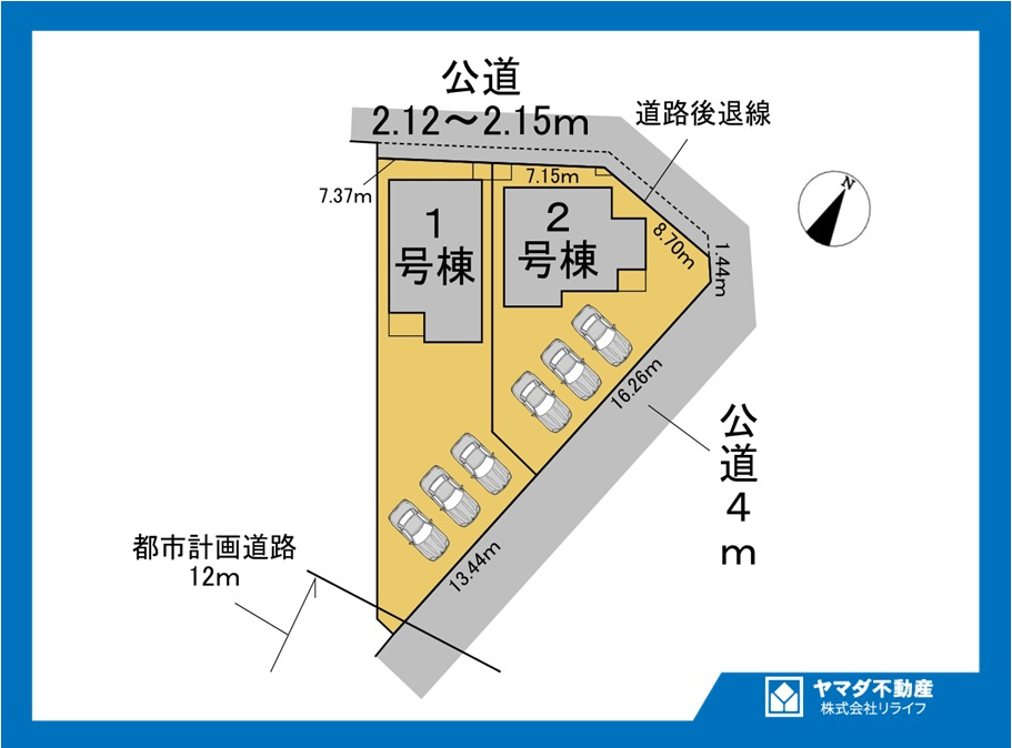 【商談中】リーブルガーデン　一宮市北今　全2区画分譲の区画図|■区画図
■YAMADA電機の　ヤマダ不動産　株式会社リライフ　
いつでもお問合わせ下さい。