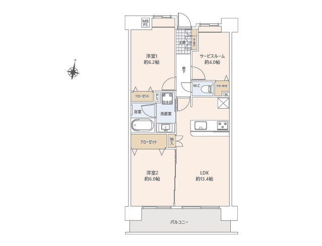 【間取り】 | ライオンズマンション川越駅東 | 2SLDK