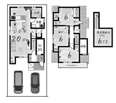 【土地図＋建物プラン例】 | 大枝西新林町一丁目 建築条件付 売土地 | 1号地　建延91.74㎡　建物価格1999万円　土地価格1900万円　セット価格3899万円