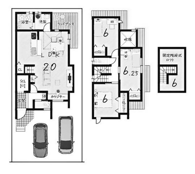 【土地図＋建物プラン例】 | 大枝西新林町一丁目 建築条件付 売土地 | 2号地　建延90.72㎡　建物価格1999万円　土地価格1700万円　セット価格3699万円