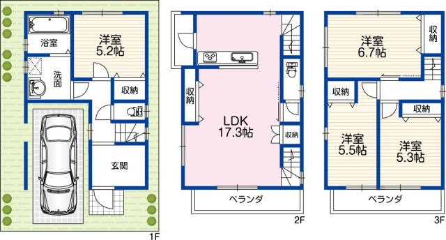 【建築条件付き土地】グラッド・タウン野崎１丁目の土地図＋建物プラン例|■間取りは自由設計対応です。お客様のご要望の間取りを形にします♪♪
※建物プラン例　建物価格2,000万円♪