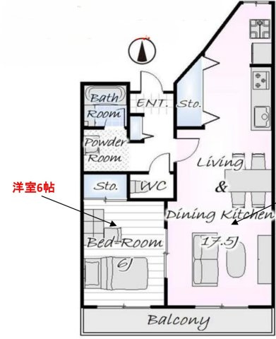APAガーデンコート鳳西弐番館の間取り|1LDK