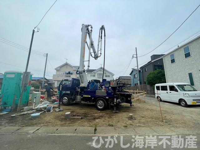 平塚市田村5丁目　新築戸建　全２棟の外観|5月16日撮影　建築中　現地外観