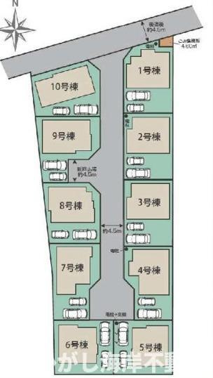平塚市纒　新築戸建　全10棟の区画図|対象地6号棟です。