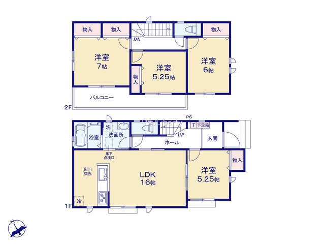 土浦市烏山4丁目　新築戸建　D号棟の間取り