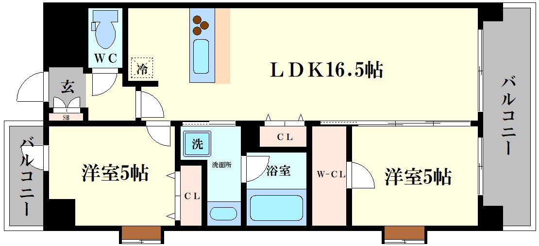 スプランディッド難波WESTⅢの間取り