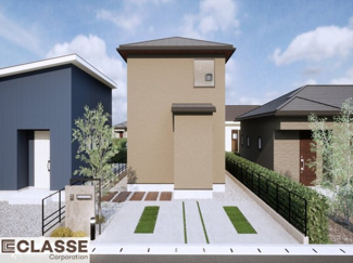 【外観パース】 | 宇治市木幡御蔵山　2区画　I号地　建築条件付き | アトリエ仕様では、長期優良住宅に対応した構造・耐震材を採用しており、各種補助金にも対応できます。間取りによりますので、設計士と相談しながら、ご希望プランに合わせて最適な形をご提案いたします。