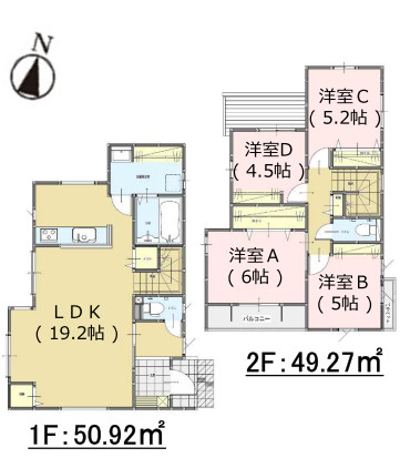 【間取り】 | 福岡市早良区有田5丁目1期　1号棟（全3棟）【仲介手数料無料・0円】 | 平日、土日祝日もお好きな日時にご見学可能です。お気軽にお問合せ下さい。