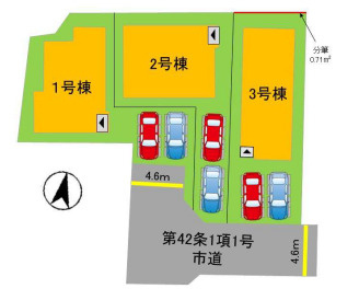 【区画図】 | 福岡市早良区有田5丁目1期　1号棟（全3棟）【仲介手数料無料・0円】 | 区画図です。1号棟