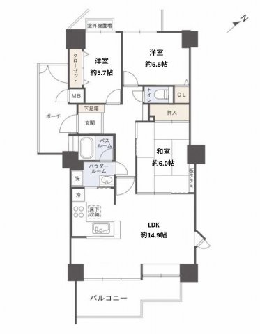 アルファガーデン錦町の間取り|3LDK、和室付き、専用庭あり