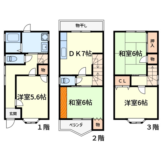 【間取り】 | 大山崎斗加坪貸家