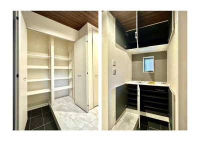 【玄関】 | 江戸川区江戸川1丁目新築分譲住宅 | 【玄関】玄関には大型のシューズクローゼットを設置しておりますのでいつでもスッキリりとした空間を保てます。玄関周りを清潔に使うのはとても大事なことですよね。