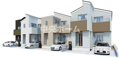 【完成予想図】 | 江戸川区江戸川1丁目新築分譲住宅 | 【外観パース】太陽光発電搭載物件・長期優良認定住宅