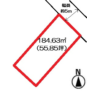 【土地図】 | 高崎市新町売地 | 長方形の整形地◎前面道路は幅員約5ｍ◎接道面は9ｍ◎
