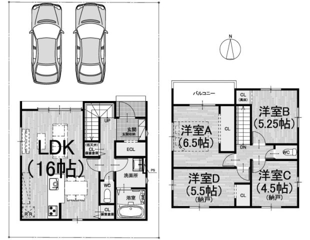 【間取り】 | 山田車塚町　新築一戸建 | 1号地　4498万円