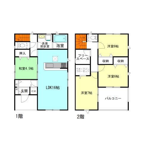 【間取り】 | クレイドルガーデン前橋市下細井町第10-1期ー③ | 家族と自然に顔合わせできるリビングアクセス階段！
2階の居室は全室6帖以上♪お子様のお部屋も広々！
納戸や書斎など用途多彩なフリースペース完備！