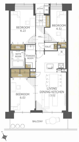 【間取り】 | ダイアパレス朝霞台Ⅲ　(志木本店) | 4階部分南西向きにつき陽当たり、開放感良好な住空間です。