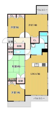 【間取り】 | ヴェルビュ姫路・飾磨一番館　7階 | 4LDKです。