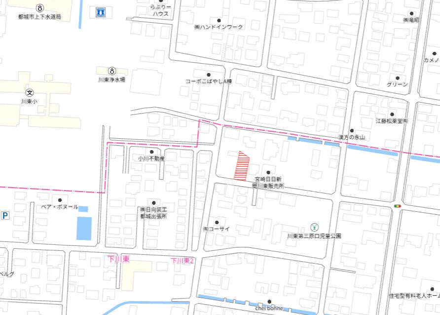 都城市下川東２丁目の売地の土地図