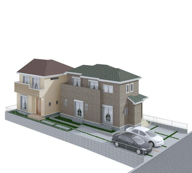 名古屋市守山区大字上志段味字東谷の新築一戸建の外観パース|完成予想パース 