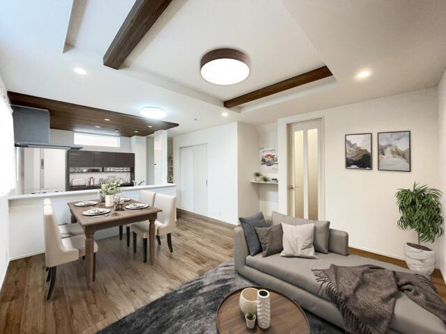 の新築一戸建の居間・リビング|リビング（※家具等をCGで加工… 