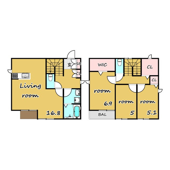 【間取り】 | Dタウン南平野 | ★日当たり良好★宅配BOX★追炊き★TVドアホン★エアコン★