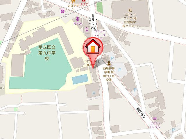 フラット梅島の地図