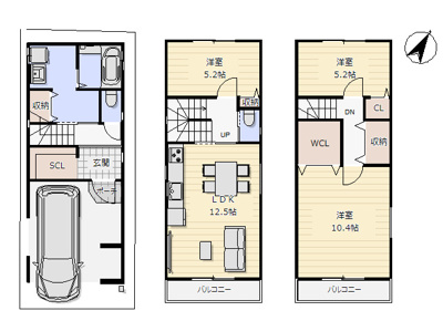【参考プラン】 | 港区弁天４丁目条件付き売地 | 参考プラン間取り図　3LDK+SCL+WIC