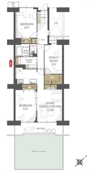 【間取り】 | 朝日プラザ武蔵野マーテルヒルズ参番館　(志木本店) | 下階への生活音を気にせずのびのび暮らせる1階部分。
ガーデニングやお子様やペットの水遊びもできる専用庭付です。