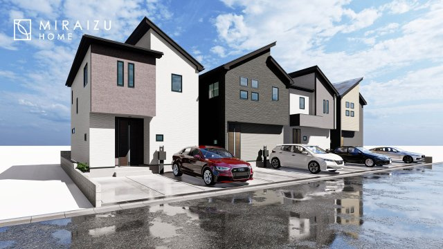 【外観】 | ※イメージです　青く澄み渡った綺麗な空と、陽の光をたっぷりと受ける、そんな新築住宅で新生活をスタートしてみませんか？見学・ご相談等、ミライズホーム(株)までお気軽にご連絡下さい。