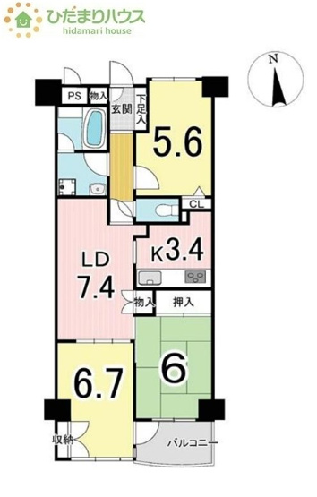 【間取り】 | グランドヒルズ筑波学園都市壱番館 | 大人も子供もほっと一息つける和室です！