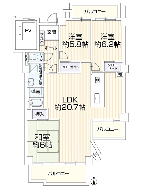 三旺マンション藤森の間取り
