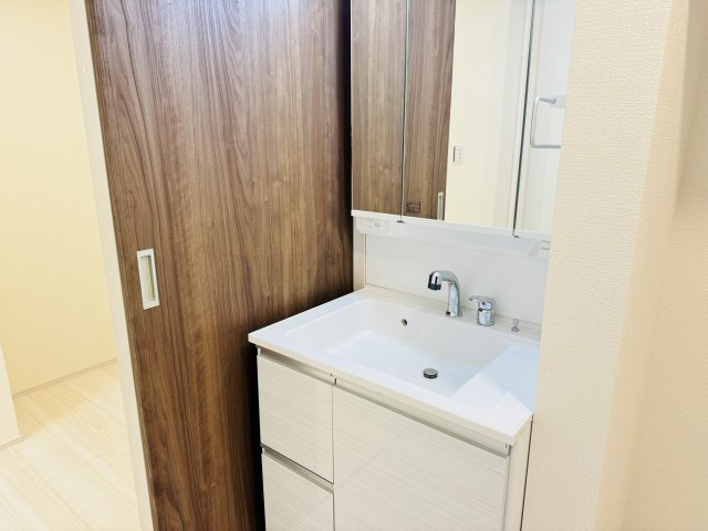 八王子市　川口町　新築一戸建て　４６期の独立洗面台|～３面鏡付きの独立洗面台　細々している物をスッキリ収納出来ます～