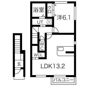Mysa　垣の内 F棟の間取り