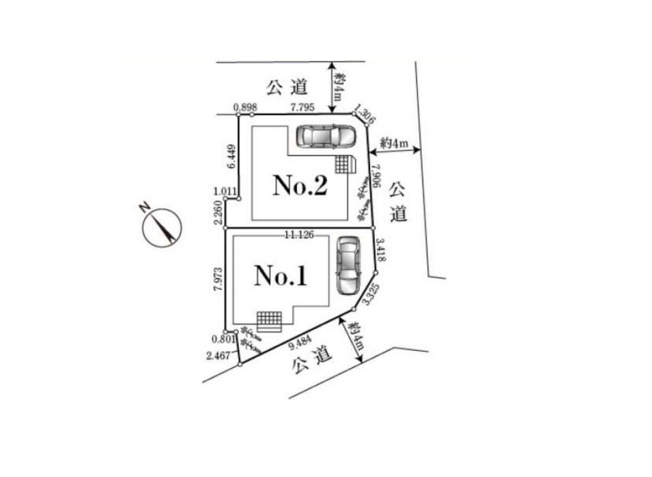 【区画図】 | 志木市本町2丁目　新築一戸建住宅　全2棟　(志木本店) | 角地につき陽当たり、通風、開放感良好です。