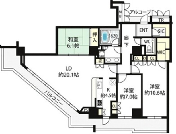 アップルタワー大阪谷町の間取り