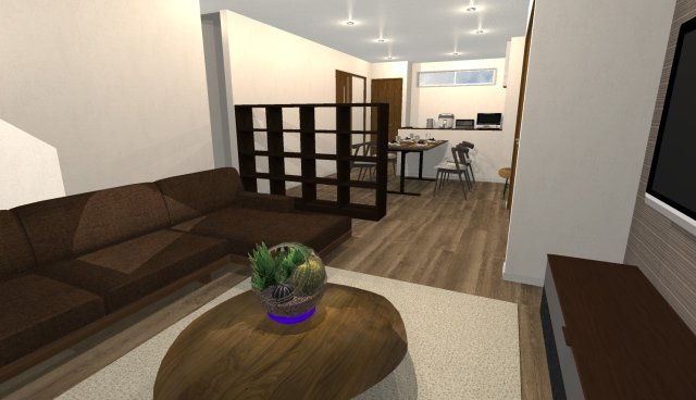 淀の原町　建築条件付き土地の完成予想図|【イメージパース】
ご家族との繋がりを重視したリビング階段！「ただいま」「おかえり」の声がいつも聞こえてパパママ安心♪