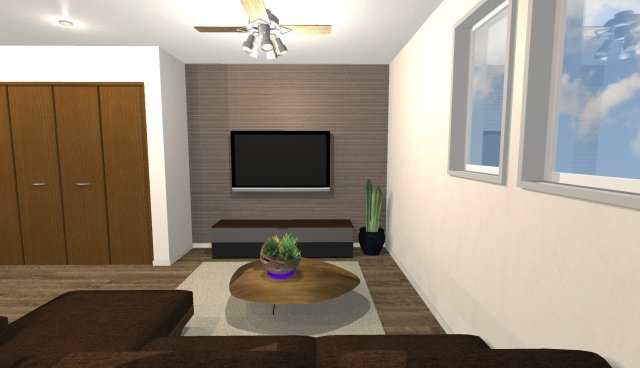 淀の原町　建築条件付き土地の完成予想図|【イメージパース】
リビングにクローゼットを設けることでスッキリ収納ができ、生活感が出にくくなりますね♪