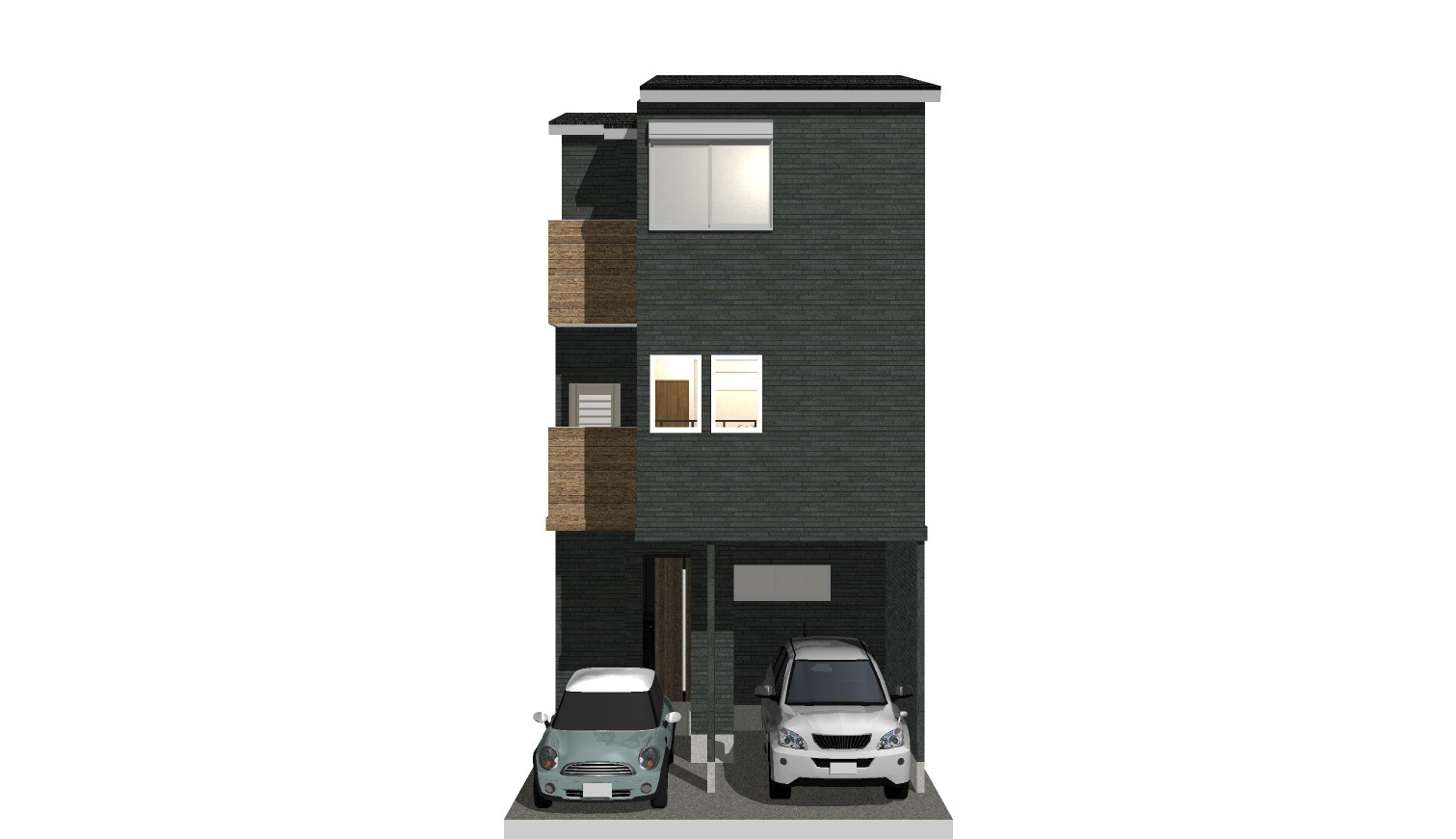 淀の原町　建築条件付き土地の外観パース|【イメージパース】
駐車２台可能です！お車をプライベート用・通勤用に使い分けている方も安心♪
