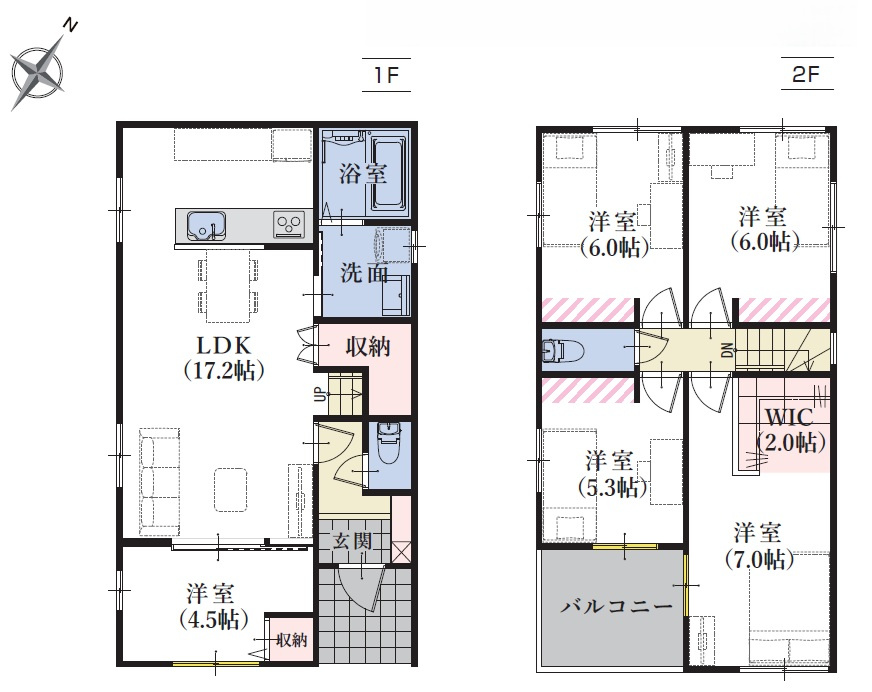駿河区中島20期　新築戸建　全３棟　２号棟の間取り