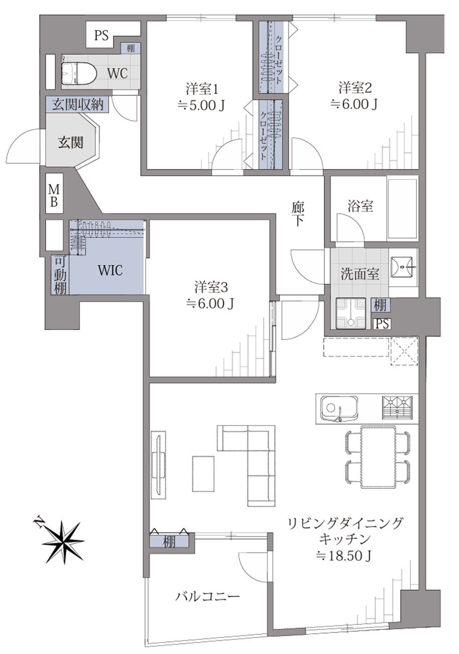 ハウスユマニテ大橋β館の間取り