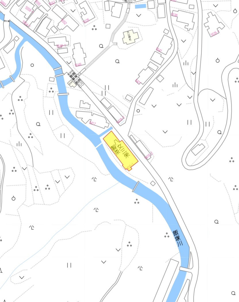 倉庫)八女市上陽町上横山の地図