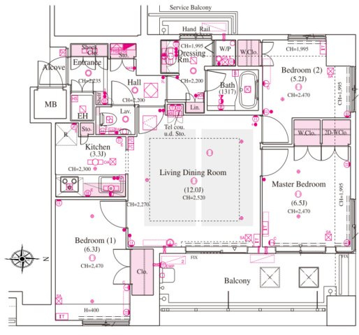 【間取り】 | グレースタワーⅡ | 「陽光あふれる三方角住戸・3LDK。家族時間もゆったり過ごせる優れた間取り。」