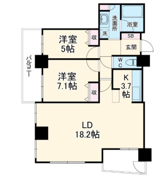 大阪市西区新町１丁目の賃貸マンションの間取り