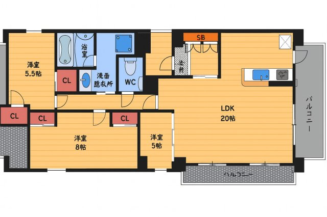 大阪市福島区吉野５丁目の賃貸マンションの間取り