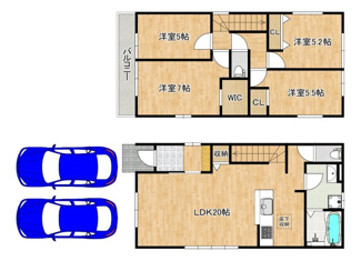 【間取り】 | 南花田町　新築一戸建 | 【１号棟】家族を身近に感じるリビング階段です♪資料請求だけでもお気軽にお問い合わせください！