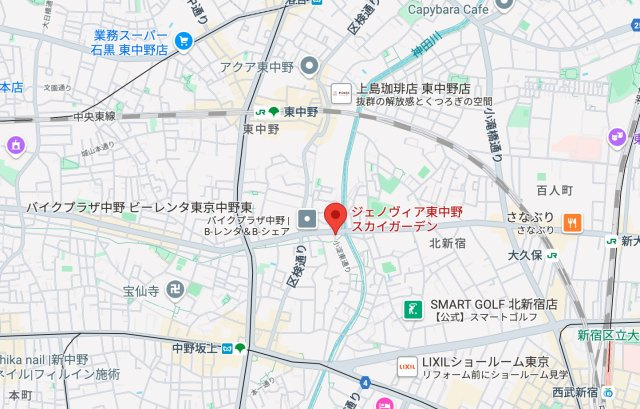 ＧＥＮＯＶＩＡ東中野ｓｋｙｇａｒｄｅｎの地図