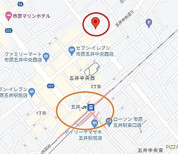 市原市五井中央西３丁目の賃貸マンションの地図