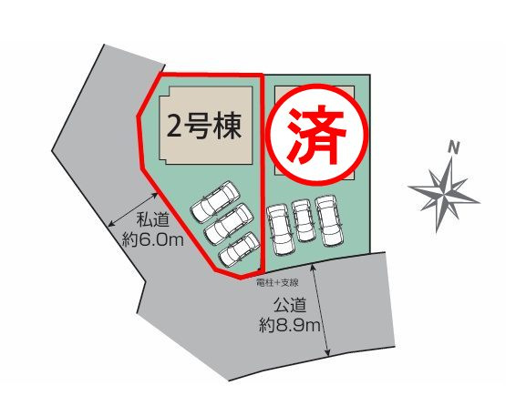 郡山市安積町南長久保1丁目　　　２号棟　　　安積３小学校、安積２中学区の区画図